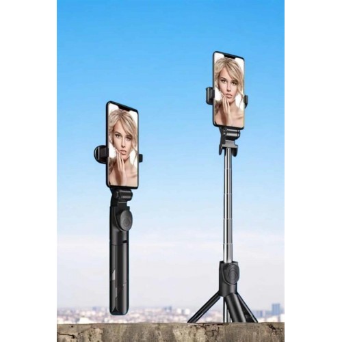 Tripod Kablosuz Bluetooth Bağlantılı Selfie Çubuğu 360 Derece Dönebilen Tripod Kablosuz Bluetooth Bağlantılı Selfie Çubuğu 360 Derece Dönebilen