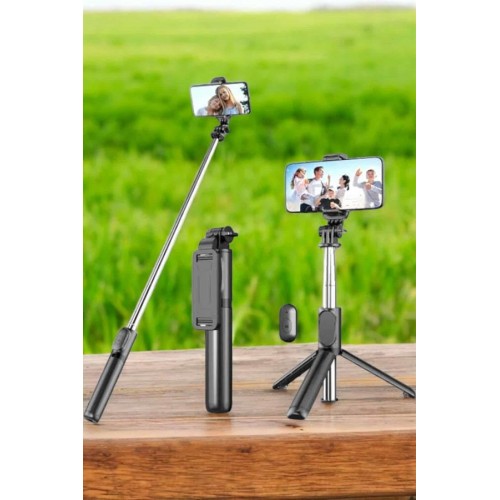 Tripod Kablosuz Bluetooth Bağlantılı Selfie Çubuğu 360 Derece Dönebilen Tripod Kablosuz Bluetooth Bağlantılı Selfie Çubuğu 360 Derece Dönebilen