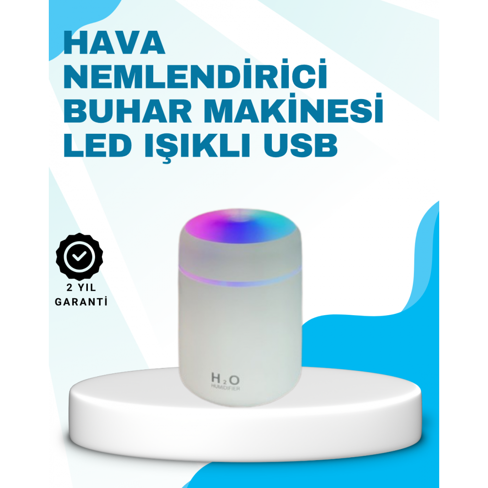LED Işıklı Sessiz Masaüstü Nemlendirici – 3 Buhar Modu