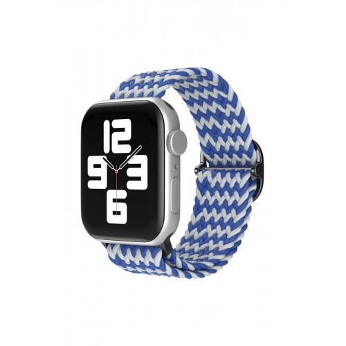 Apple Watch 42mm Star Kordon - Zigzag Beyaz-Mavi-(5796)