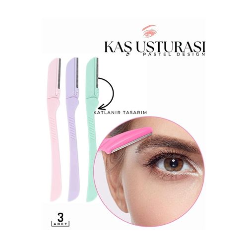 Turk Katlanabilir Kaş Şekillendirici Kaş Dermaplaner Yüz Usturası 3 ADET 718323
