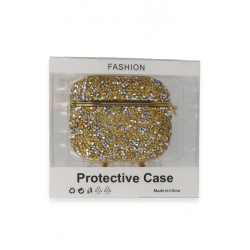 Airpods 3 (3.nesil) Mira Taşlı Kılıf - Gold-(5796)