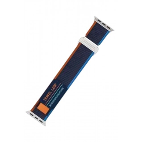 Apple Watch 38mm Alice Kumaş Kordon - Mavi-Turuncu-(5796)