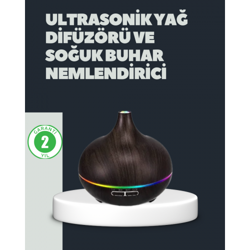 550ML Ultrasonik Hava Nemlendirici ve Aromaterapi Difüzörü