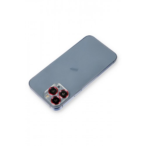 iPhone 12 Pro Max Metal Kamera Lens Koruma Cam - Kırmızı-(5796)