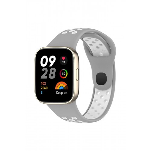Xiaomi Redmi Watch 3 Spor Delikli Kordon - Gri-Beyaz-(5796)