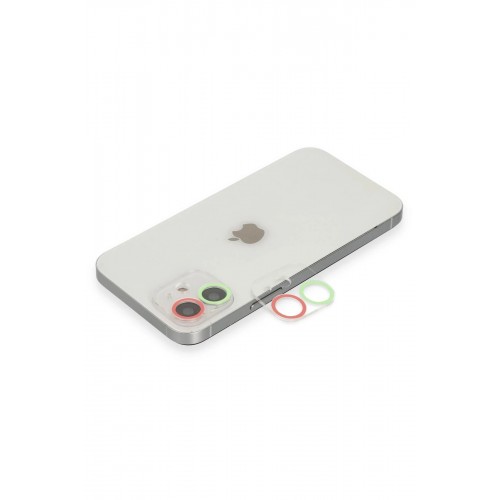 iPhone 11 Renkli Kamera Lens Koruma Cam - Yeşil-Pembe-(5796)