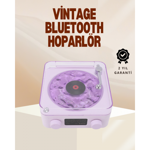 Retro Pikap Hoparlör – Şarjlı Kablosuz Projektör ve Gece Lambası