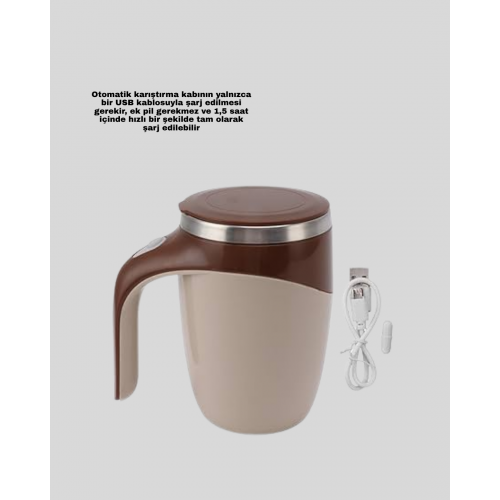 Manyetik Otomatik Karıştırma Bardağı – Şarjlı Paslanmaz ve Pratik