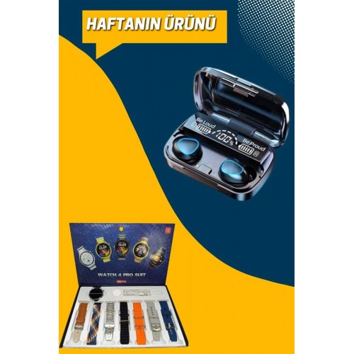 Ucuz Kaliteli Yeni Nesil 7 Kordonlu Akıllı Saat ve Kablosuz Bluetooth Kulaklık ANC Özelliği