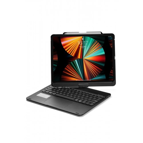 iPad Pro 12.9 (2021) Kılıf Magic Dönen Klavyeli Tablet Kılıf - Siyah-(5796)