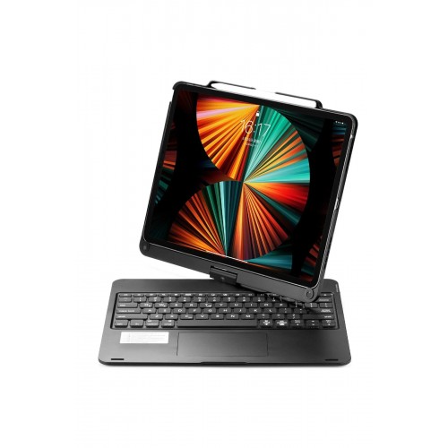 iPad Pro 12.9 (2021) Kılıf Magic Dönen Klavyeli Tablet Kılıf - Siyah-(5796)