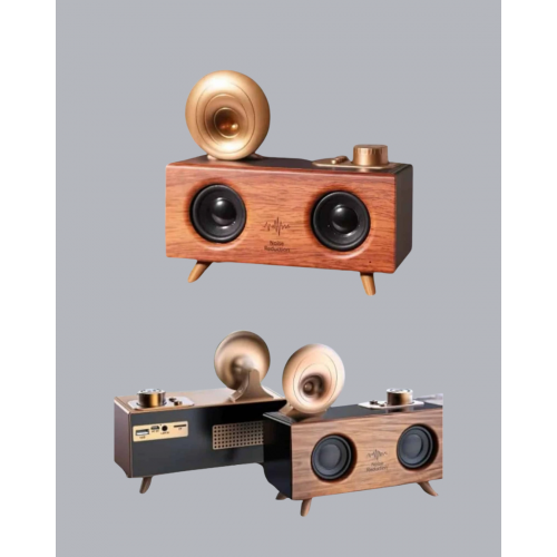 Gramafon Tasarımlı Bluetooth Hoparlör 3D Ses Teknolojili Çok Fonksiyonlu