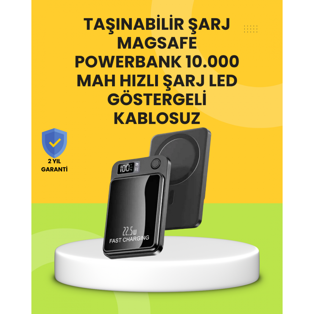 Manyetik ve Hızlı Kablosuz Şarj Güç Bankası Powerbank