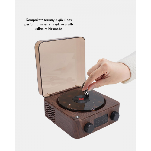 Stereo Bluetooth Hoparlör – Gece Lambalı ve Saat Göstergeli