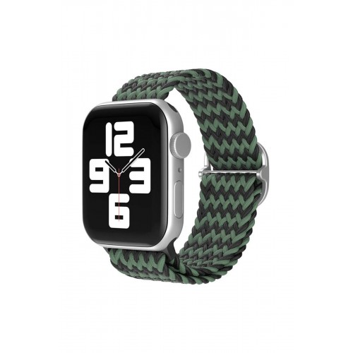 Apple Watch 38mm Star Kordon - Zigzag Yeşil-Siyah-(5796)