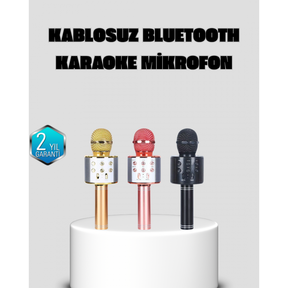 Taşınabilir Karaoke Mikrofon – Bluetooth USB ve AUX Girişli
