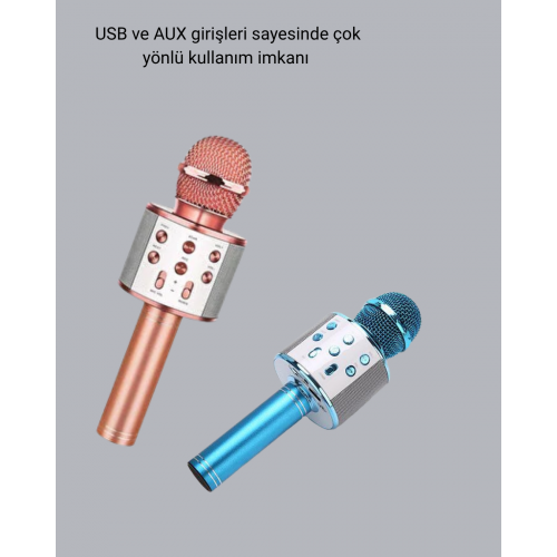 Taşınabilir Karaoke Mikrofon – Bluetooth USB ve AUX Girişli