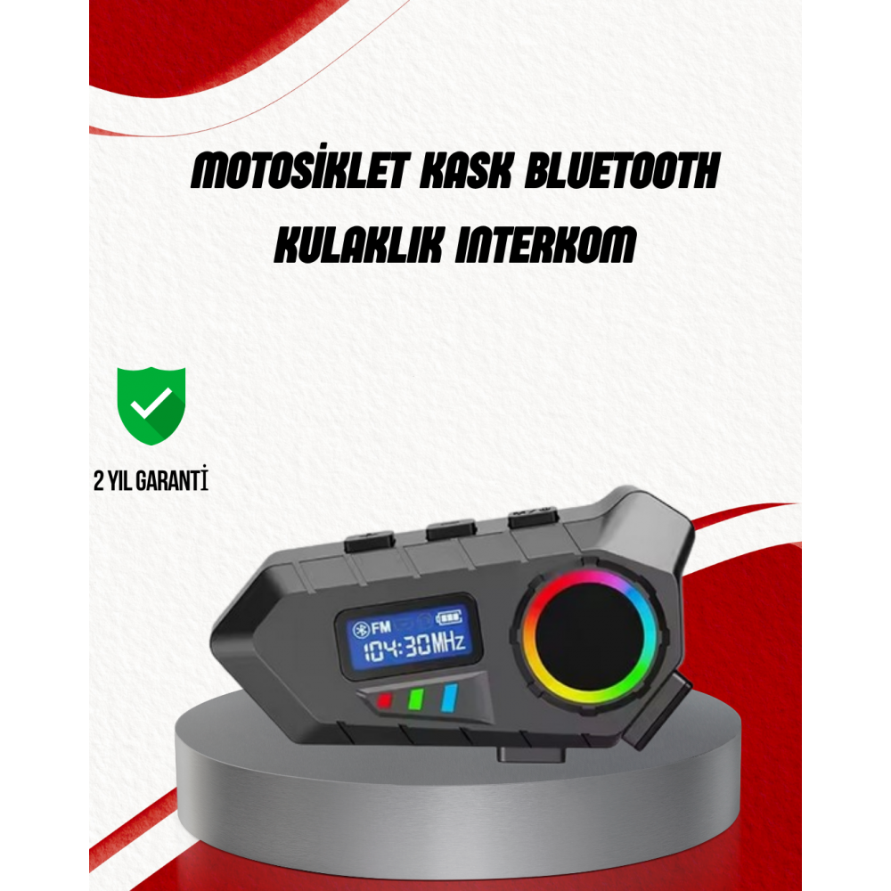 Suya Dayanıklı Bluetooth  İnterkom 5.4 Hoparlör 500mAh Batarya ve FM Radyo Özellikli