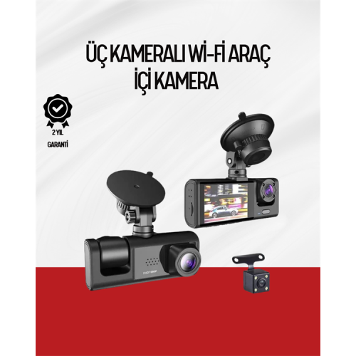 170° Geniş Açı Ön-Arka-İç Kamera Seti – Tam Kapsamlı Araç Güvenliği