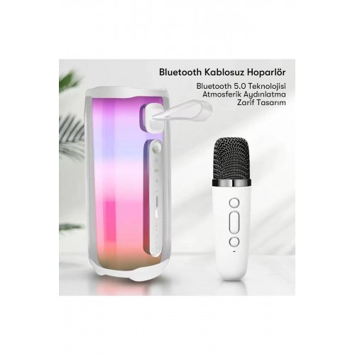 Pluse 5 Mikrofonlu RGB Kablosuz Hoparlör - Siyah-(5796) Pluse 5 Mikrofonlu RGB Kablosuz Hoparlör - Siyah-(5796)