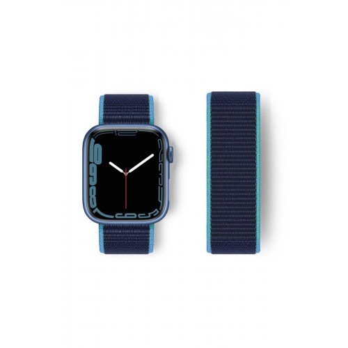 Apple Watch 38mm Hasırlı Cırtcırtlı Kordon - Mavi-Lacivert-(5796)