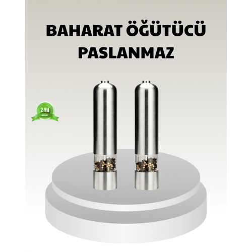 Elektrikli Tuz Karabiber Değirmeni – Çiftli Set Paslanmaz Gövde LED Işıklı ve Ayarlanabilir Öğütme