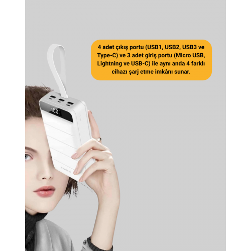 Lightning ve Type-C Girişli 50000mAh Powerbank