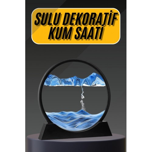 3D Led Işıklı Kum Saati Gece Lambası Hareketli Sulu Kum Saati Dekoratif