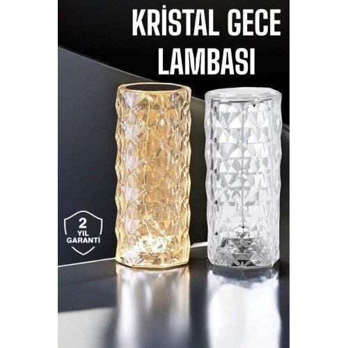 Gece Lambası Kristal Lamba Dokunmatik Şarjlı Hediyelik Gece Lambası Kristal Lamba Dokunmatik Şarjlı Hediyelik