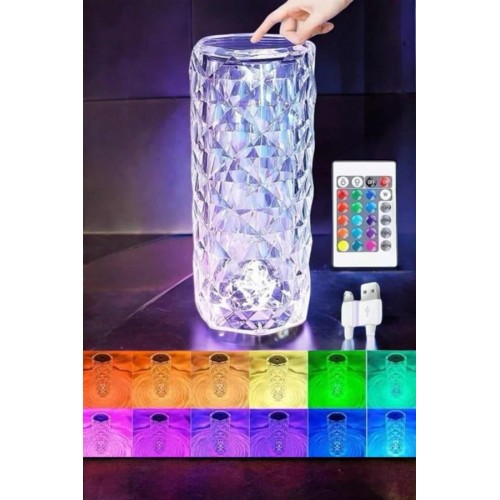 Gece Lambası Kristal Lamba Dokunmatik Şarjlı Hediyelik Gece Lambası Kristal Lamba Dokunmatik Şarjlı Hediyelik