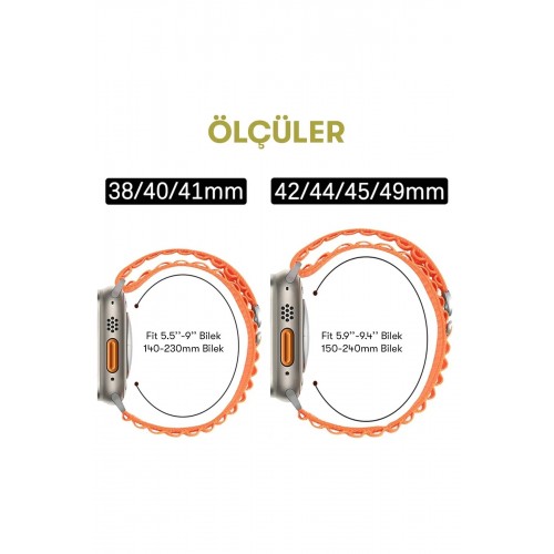 Apple Watch 42mm Mountain Kordon - Beyaz-Kırmızı-(5796)