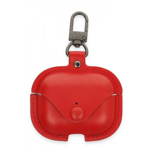 Airpods 3 (3.nesil) Çanta Deri Kılıf - Kırmızı-(5796)