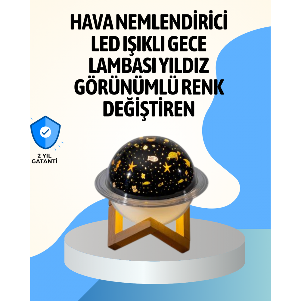 Projektör ışıklı ve aromaterapi destekli taşınabilir nemlendirici cihaz USB bağlantılı