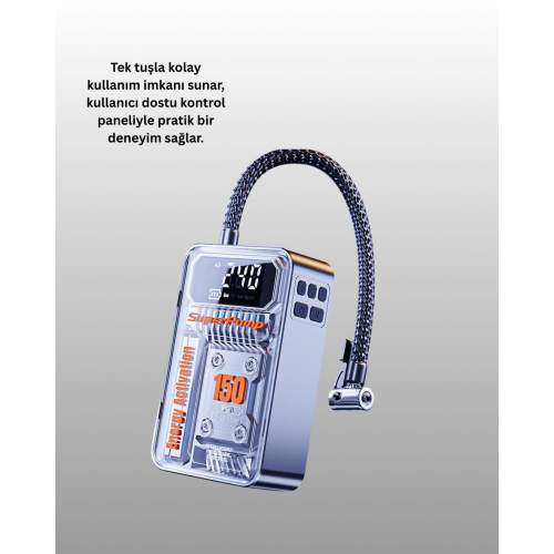 6000mAh Bataryalı LED Ekranlı Akıllı Hava Kompresörü