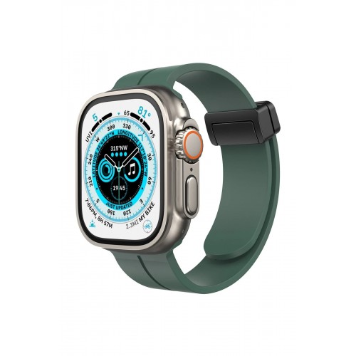 Apple Watch 38mm KR412 Elegance Stylısh Kordon - Koyu Yeşil-(5796)