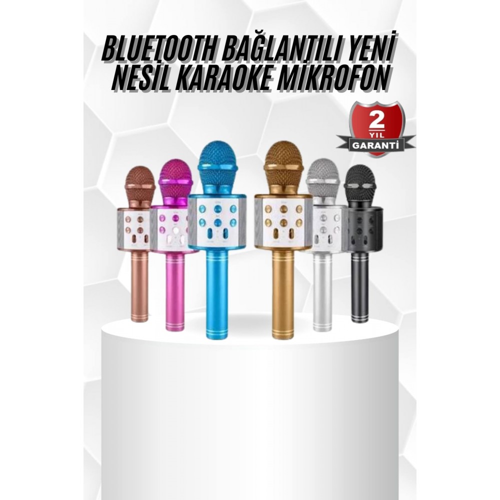 Karaoke Mikrofon Bluetooth Bağlantılı Aux Girişli Uzun Pil Ömrü Yüksek Ses Kaliteli