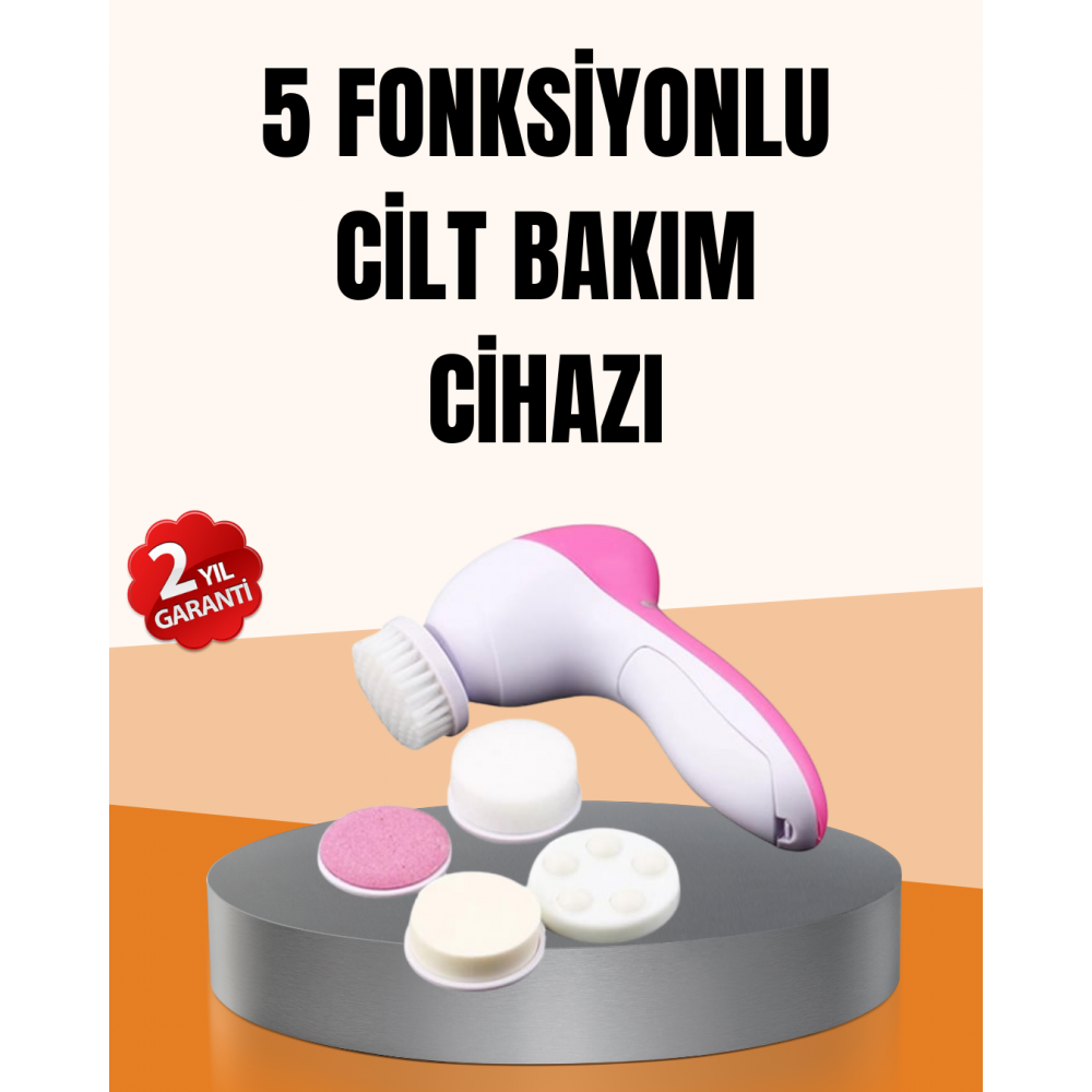 Derin Temizleme ve Masaj İçin 5 Başlıklı Yüz Cilt Bakım Aleti