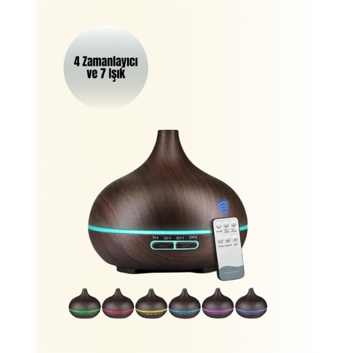 Sessiz Çalışan Aromaterapi Difüzörü – 4 Zaman Ayarlı 7 Renkli Işık Seçeneği