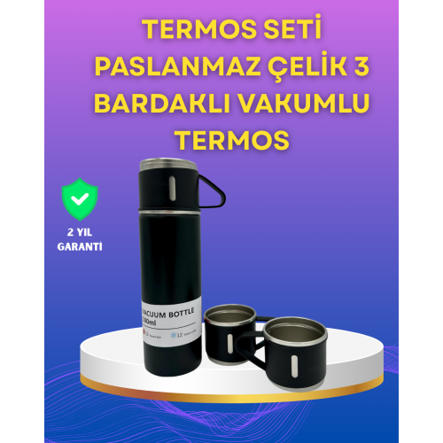 Çelik Termos Bardak Seti | 500 ml Kapasite Kaymaz Taban Hediye Kutulu