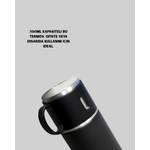 Çelik Termos Bardak Seti | 500 ml Kapasite Kaymaz Taban Hediye Kutulu