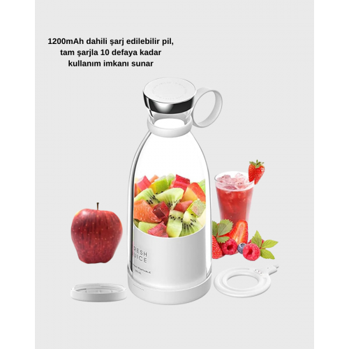 Şarjlı Portatif Blender – Gıda Sınıfı Malzeme 10 Kullanımlık Pil Mini Boy ve Hafif Tasarım