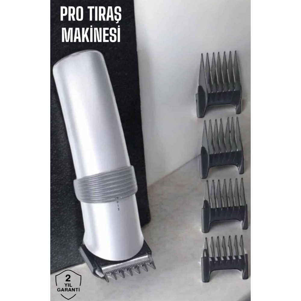 4 Taraklı Profesyonel Şarjlı Saç ve Sakal Kesme Tıraş Makinesi Seti