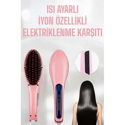 Fön Etkili Saç Düzleştirici Tarak Yıpranma Karşıtı Döner Kablo Isı Ayarlı