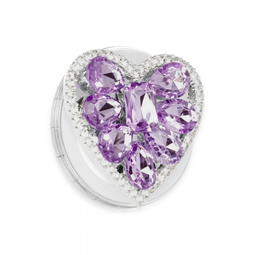 Kickstand Taşlı Magsafe Stand - Mor-(5796)