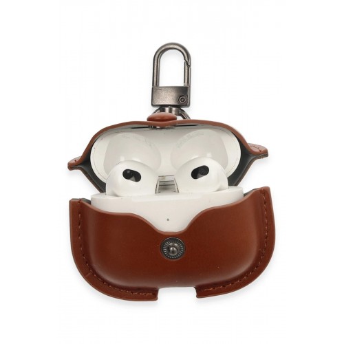 Airpods 3 (3.nesil) Çanta Deri Kılıf - Taba-(5796)