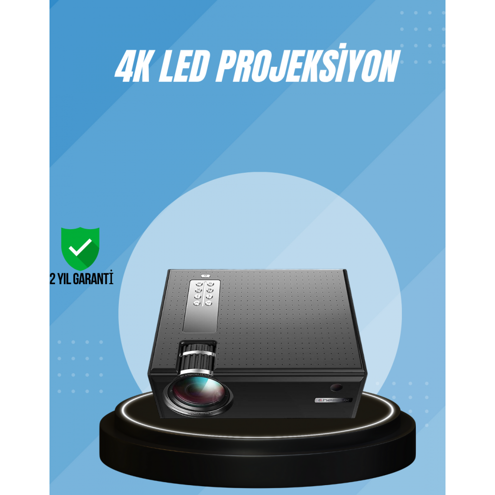 Yüksek Parlaklıkta Projeksiyon Cihazı – 1080p Destekli Taşınabilir Ev Sineması Sistemi