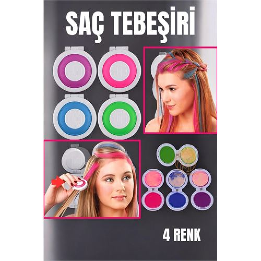 HSNET 4 Renk Geçici Saç Tebeşir Seti