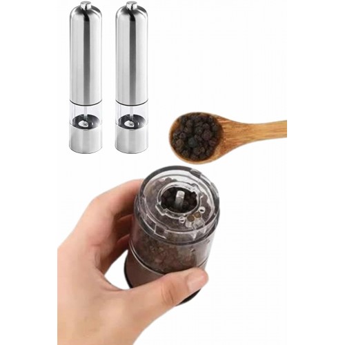 Baharat Öğütücü Paslanmaz Ayarlanabilir Otomatik Pilli Işıklı Tuz & Karabiber