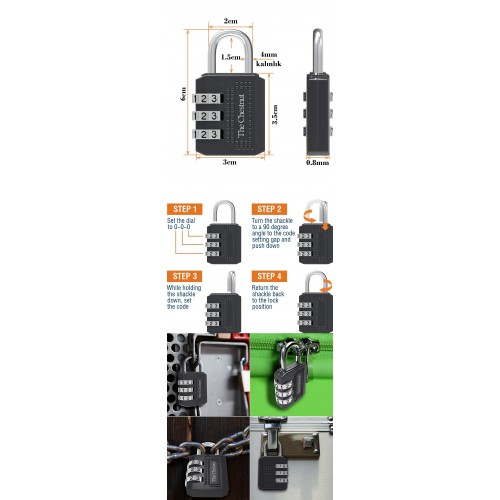 Turk Şifreli Asma Kilit 3 Kademe 35 mm